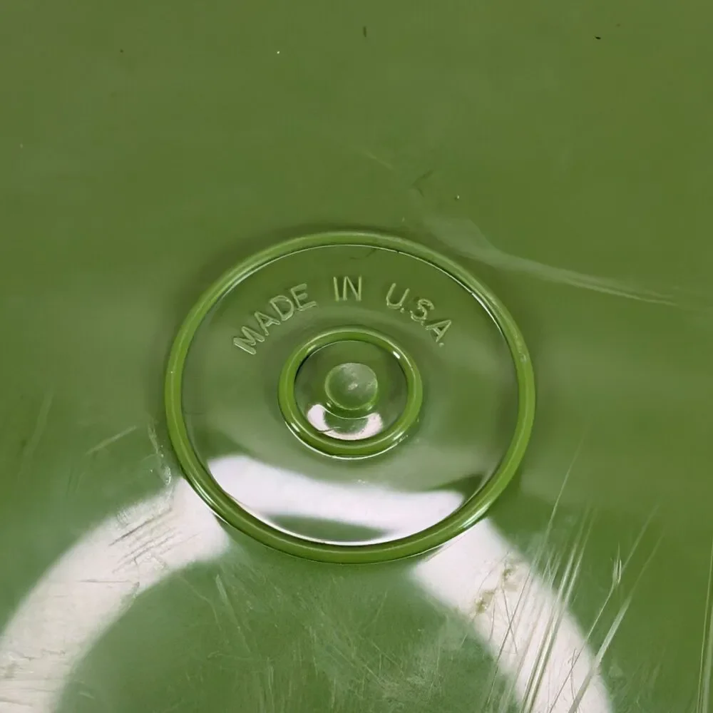 Vintage Tupperware Servalier Green Bowl 1204 White Scroll Graphic Starburst Lid